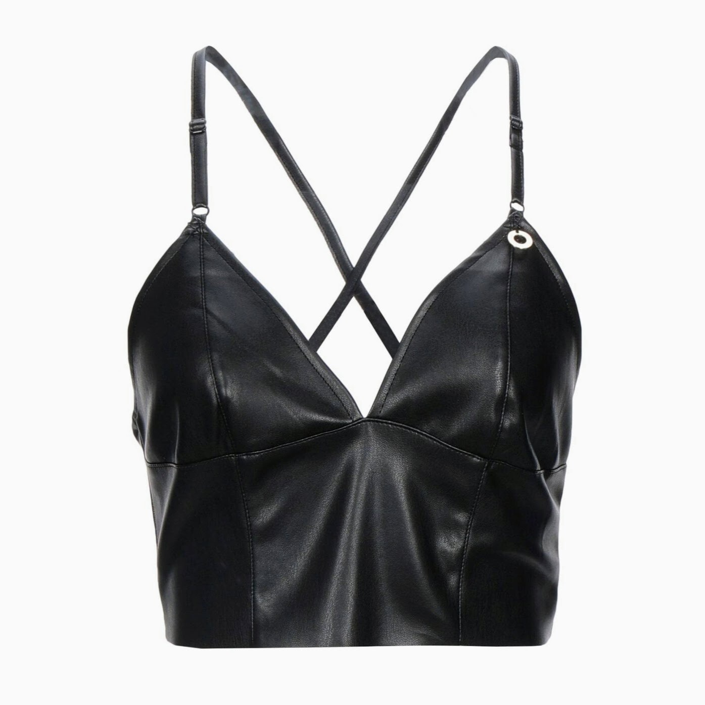 Fitted Vegan Leather Crop Top with Straps