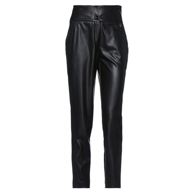 Pantalón Slim Mujer de Cuero Sintético Negro de Cintura Muy Alta Elegante