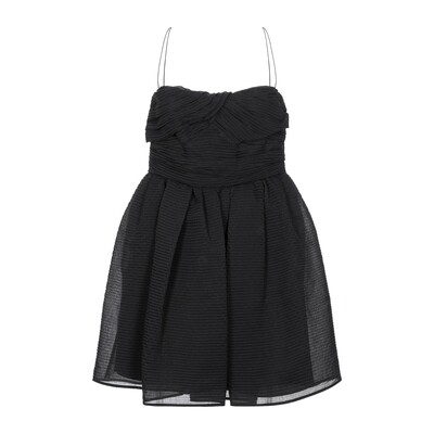 Robe bustier courte noire évasée en organdi -Carven