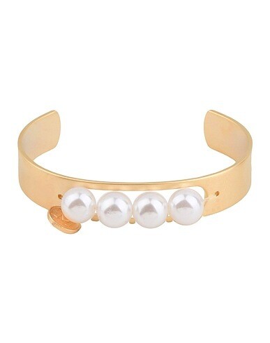 Golden women&#39;s bracelet with pearls, cuff style, by Italian brand Maiocci