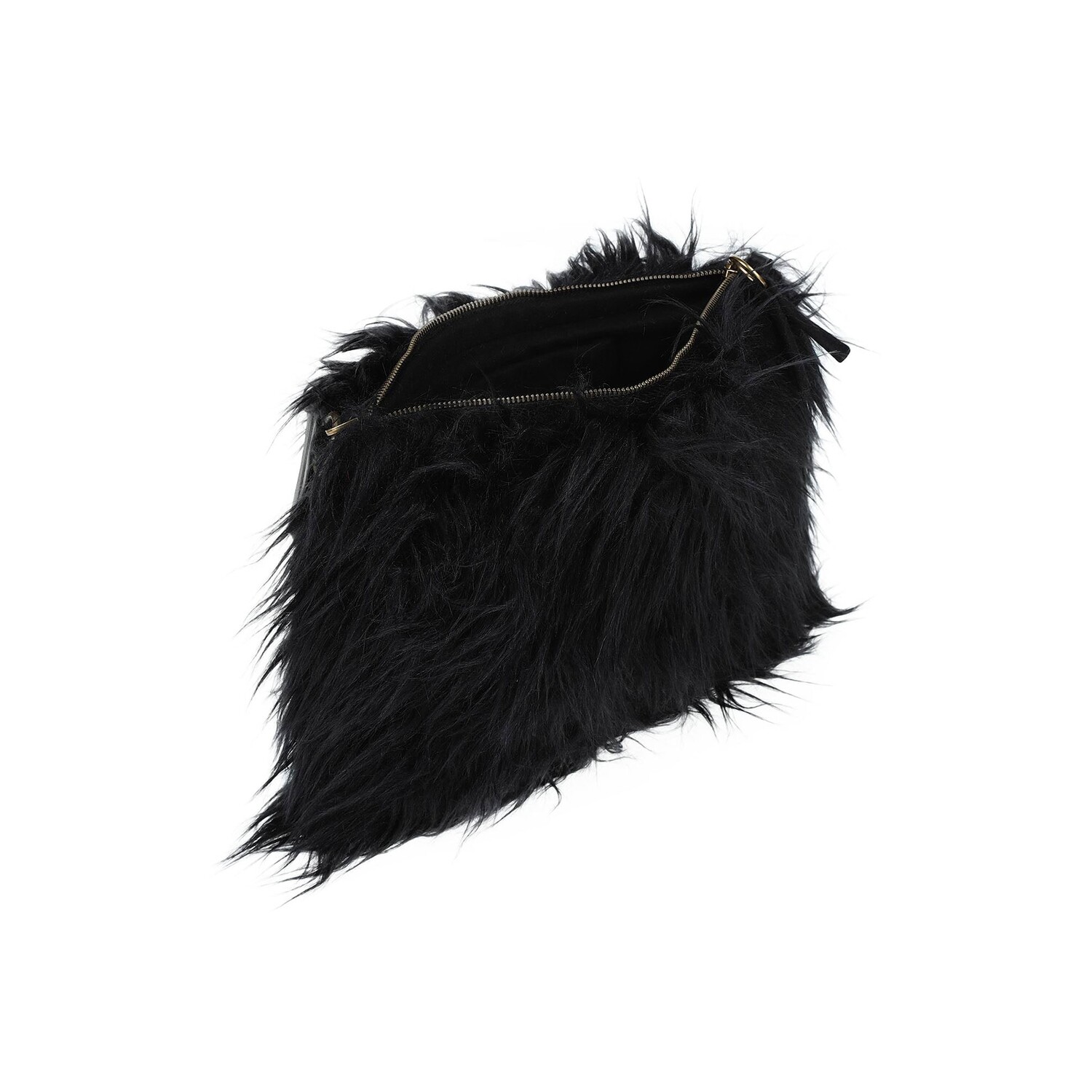 Long-hair faux fur crossbody bag