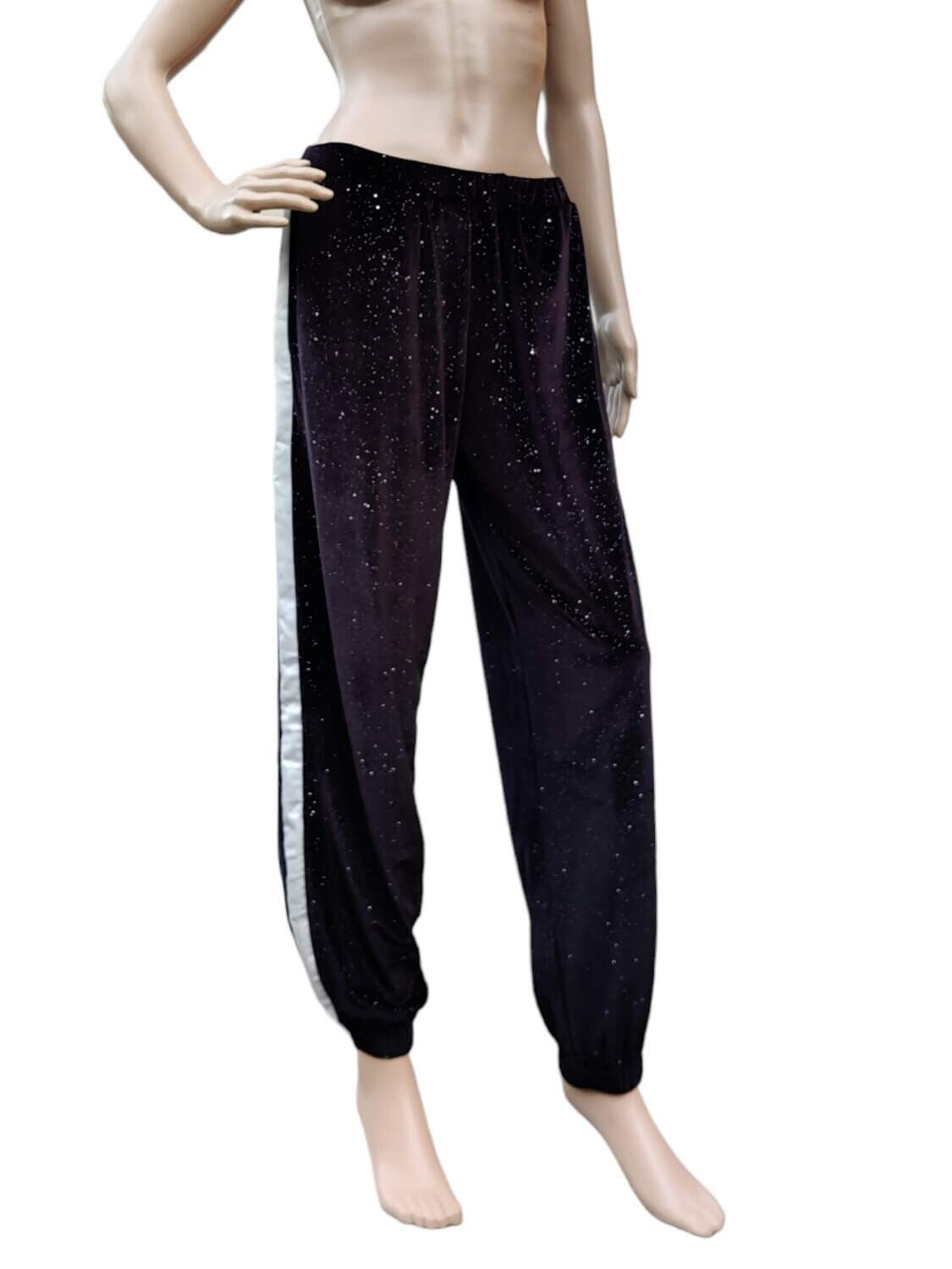 pantalon jogging noir en velours pailleté 