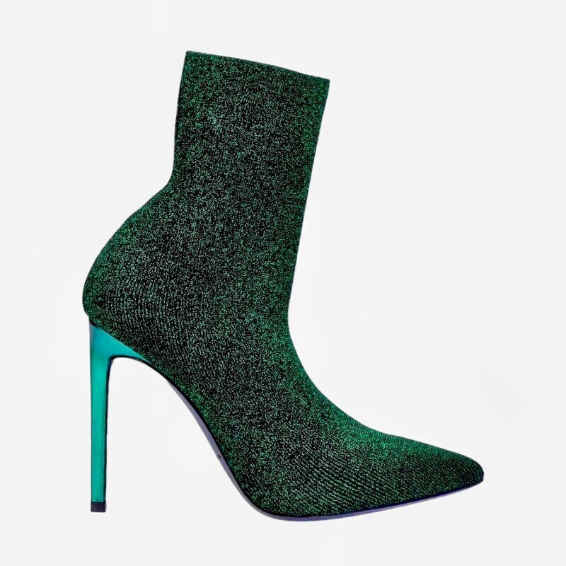 Glitter Sock Boots – Green Heel – 40