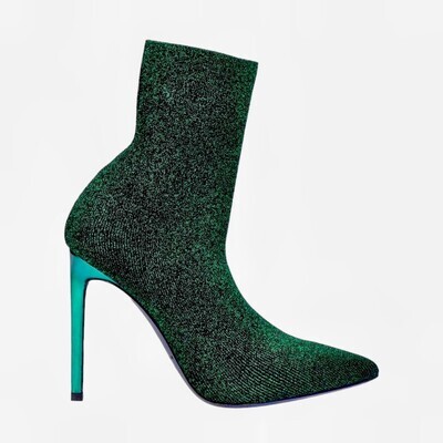 Green Heeled Ankle Boots - Women&#39;s Glitter