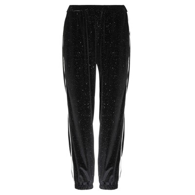 Jogging velours noir pailleté - bande blanche - M