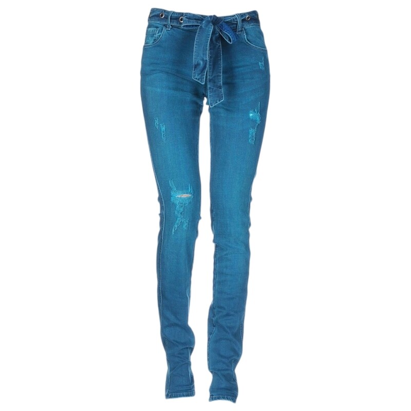 Jean slim femme bleu pétrole 