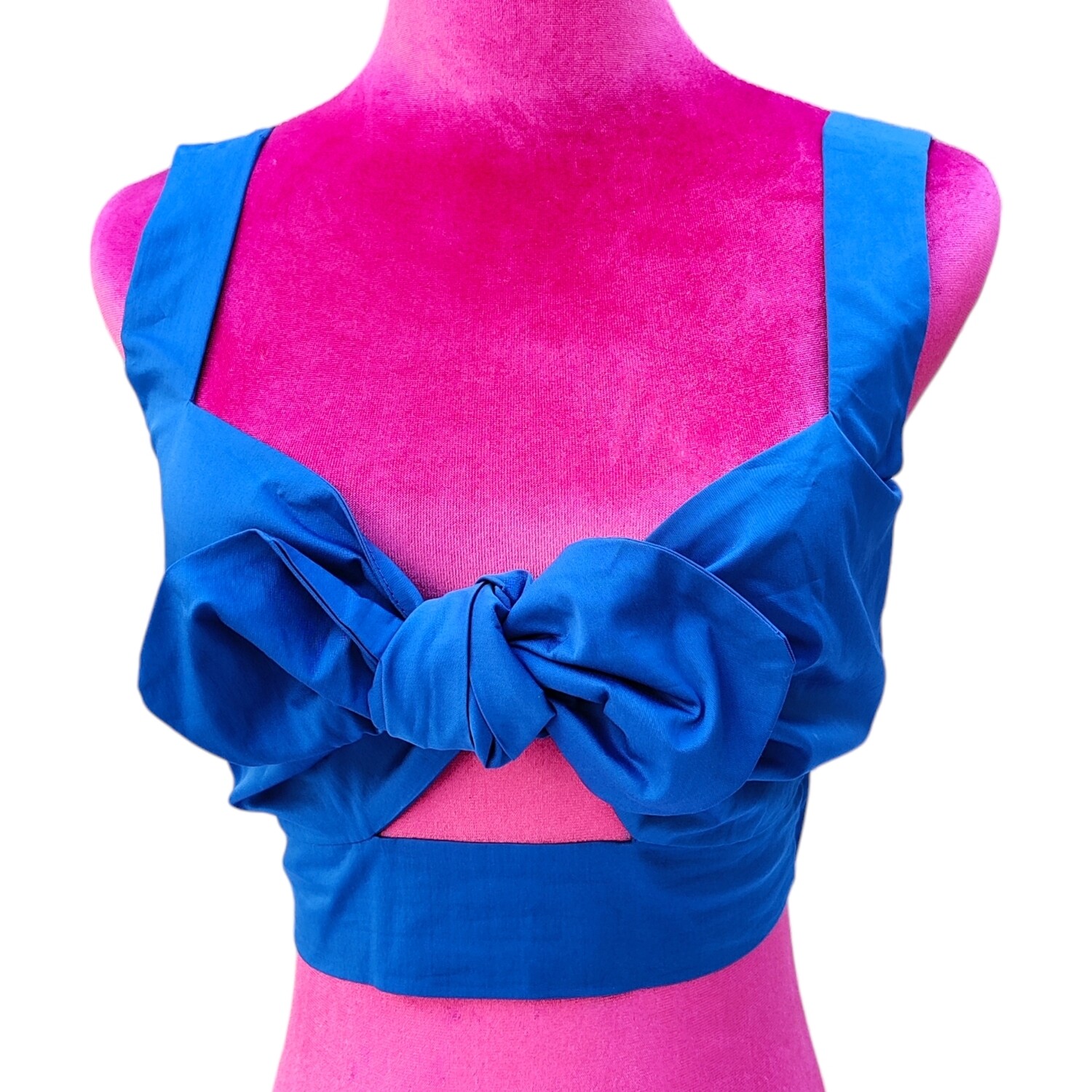 Blue Cotton Crop Top for Women - US Size 36, 40