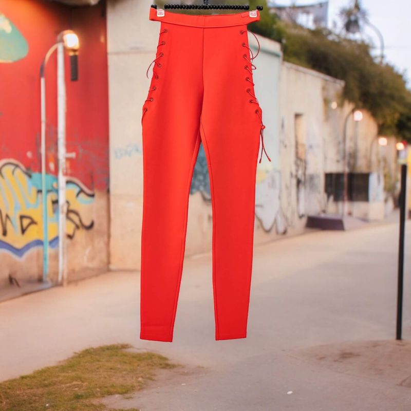Orange women&#39;s leggings with side laces from Fenty Rihanna