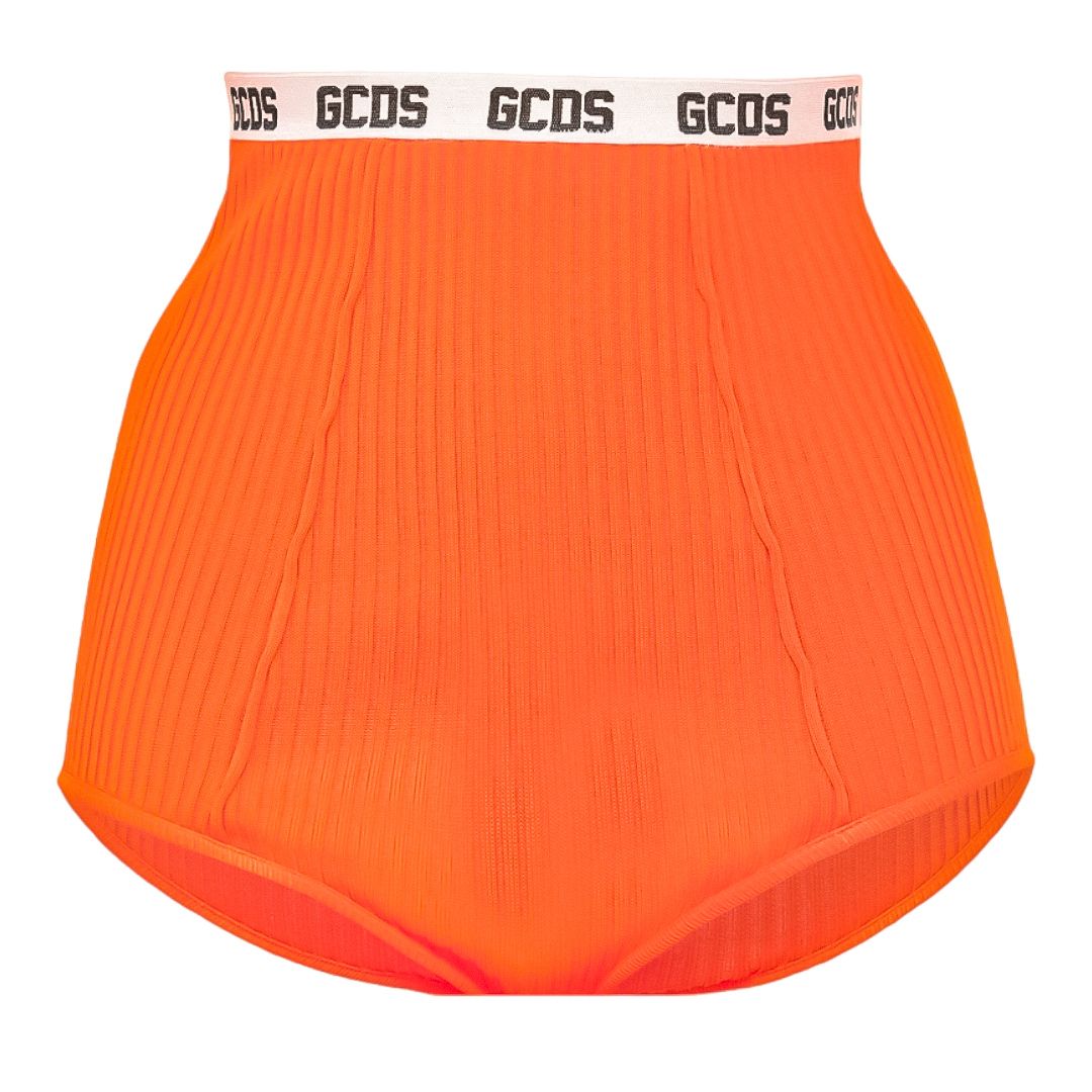 Slim-Fit Women&#39;s Short, High-Waisted, Orange - GCDS
