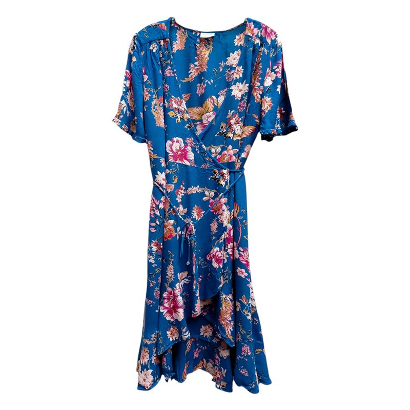 Blue Floral Wrap Dress - Size M