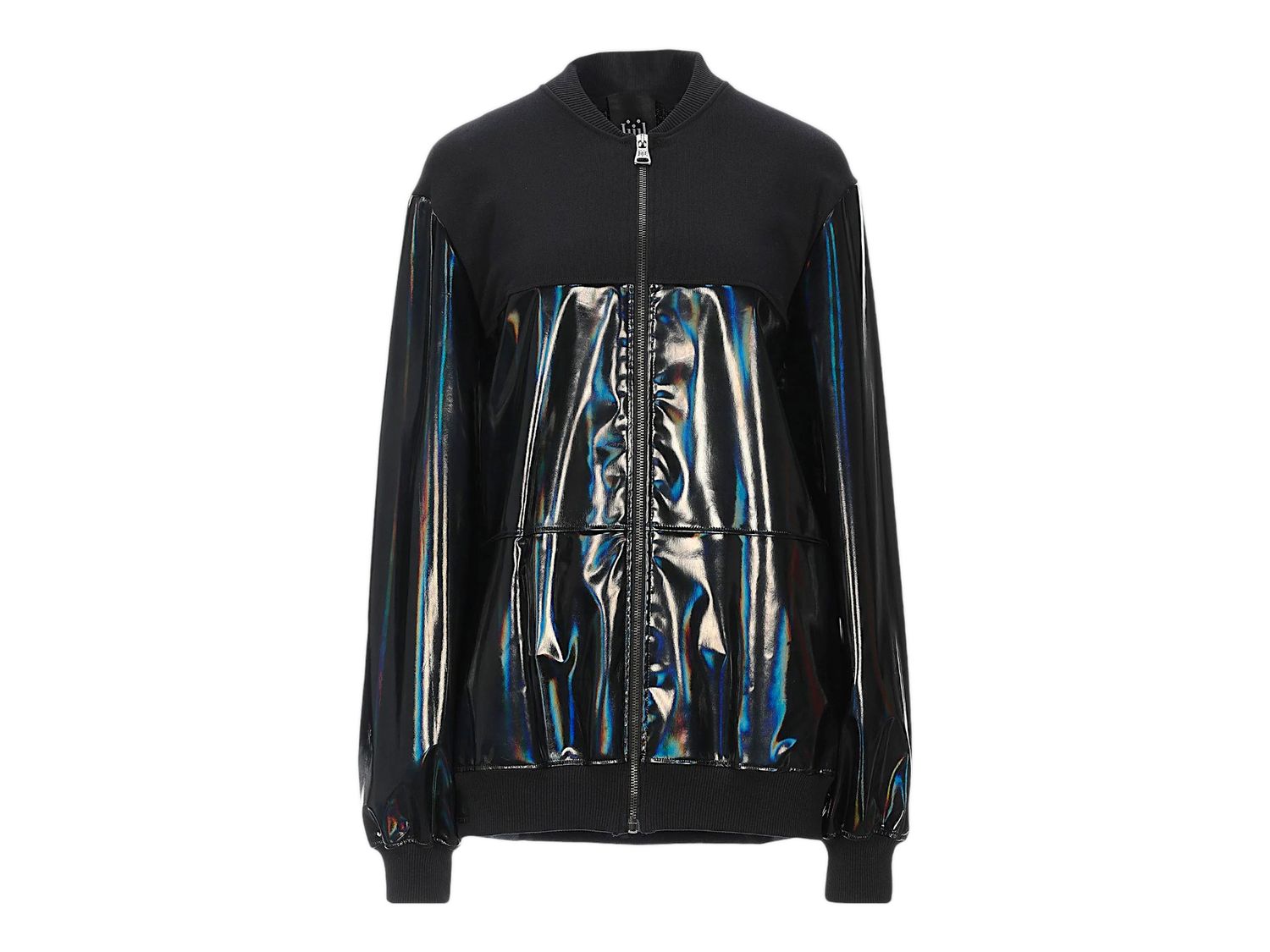 Bomber femme noir vinyle irisé – bi-matière – S/M 