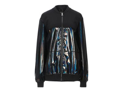 Women’s black vinyl bomber jacket – iridescent finish – size S/M