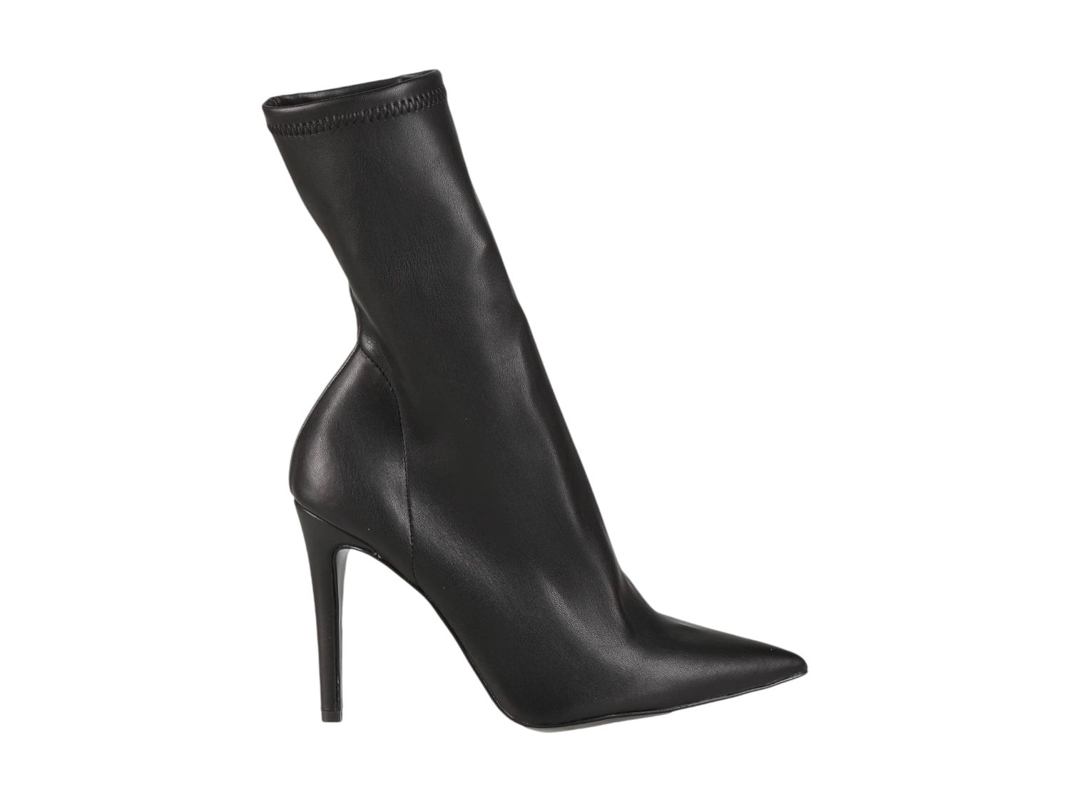 Women&#39;s black fitted ankle boots in genuine leather with a high heel by the Italian brand Bianca Di