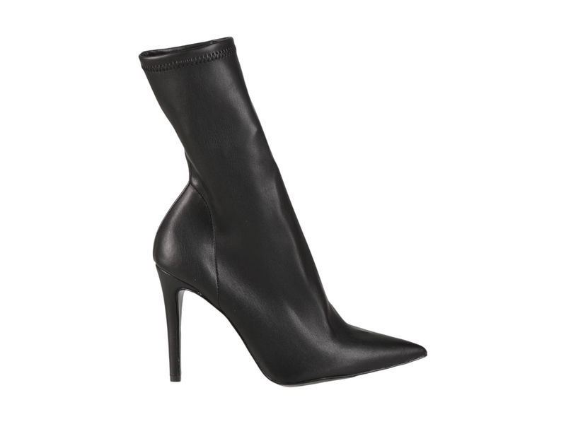 Women&#39;s black fitted ankle boots in genuine leather with a high heel by the Italian brand Bianca Di
