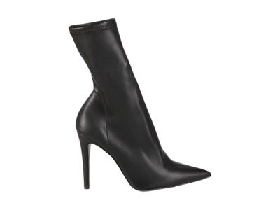 Women&#39;s black fitted ankle boots in genuine leather with a high heel by the Italian brand Bianca Di