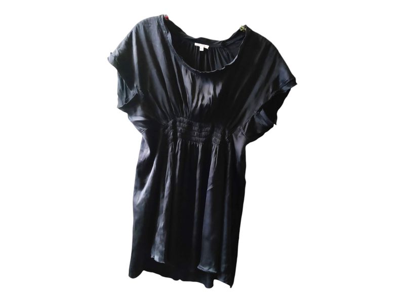 Black Silk Blouse for Women with Short Sleeves, Authentic Vintage and Luxury Piece