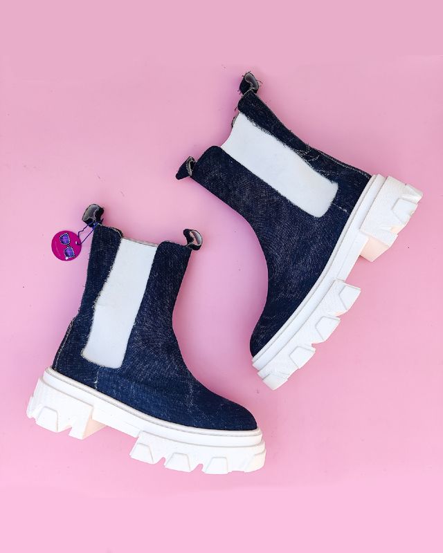 Denim Boots for Women - Chelsea - Chunky