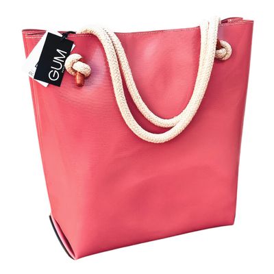Tote Bag in Purple-Pink Patent Leather with Rope Handles