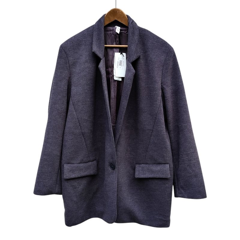  Oversized Grey Velvet Blazer Jacket - Woman