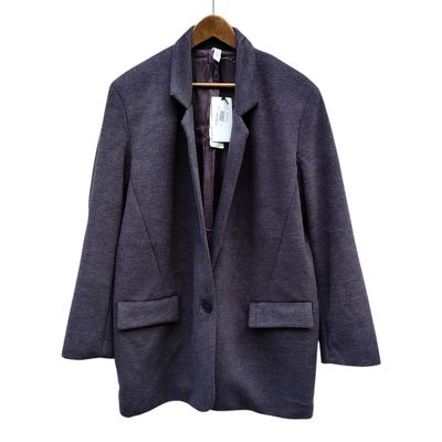 Oversized Grå Sammet Blazer - Kvinnor