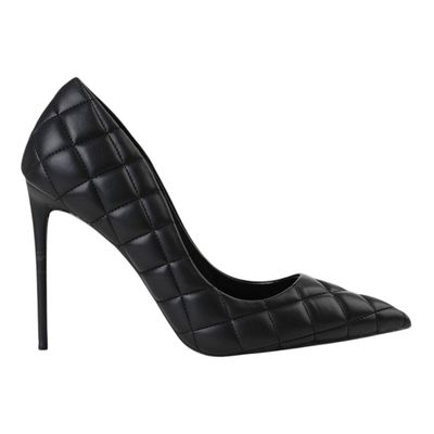 Zapato de Tacón Alto de Cuero Negro Acolchado - Steve Madden - Mujer