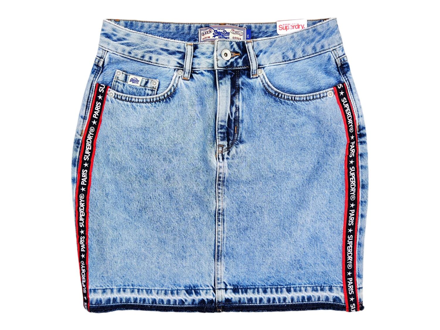 Light Blue Straight Denim Mini Skirt - Superdry - Women
