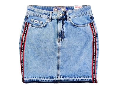 Light Blue Straight Denim Mini Skirt - Superdry - Women