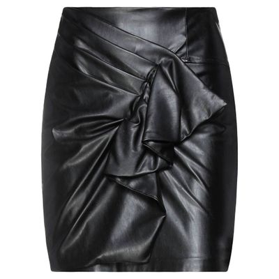 Jupe Moulante En cuir Noir Drapé - Femme