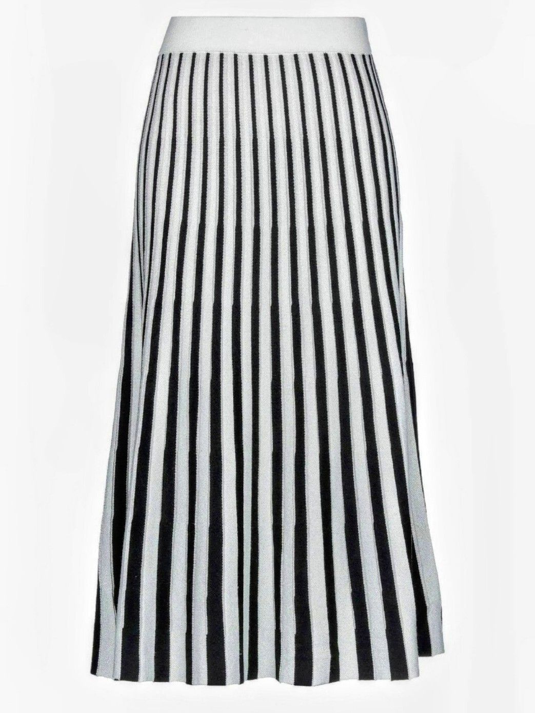 Jupe Midi Blanche Et Noire à rayures Verticales - Hiver Femme
