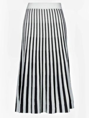 Jupe Midi Blanche Et Noire à rayures Verticales - Hiver Femme