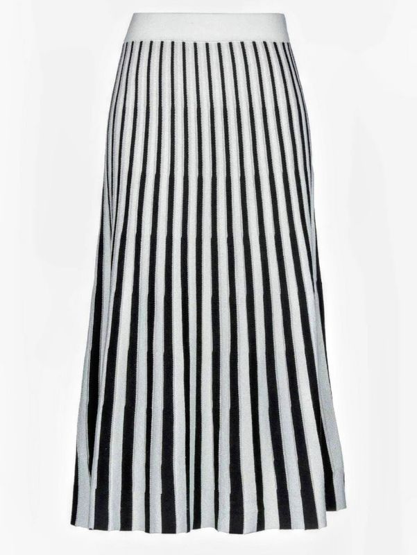 Jupe Midi Blanche Et Noire à rayures Verticales - Hiver Femme