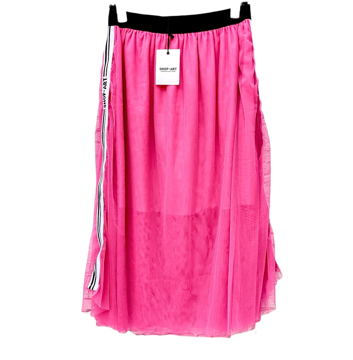 Fluid Pink Midi Skirt with Side Bands - Women