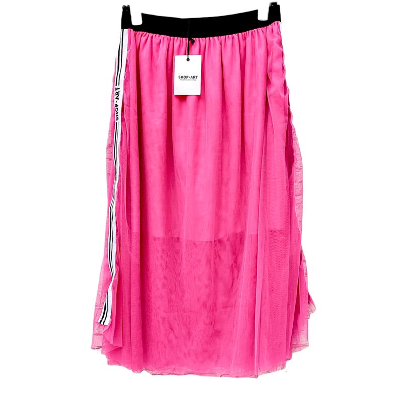 Fluid Pink Midi Skirt with Side Bands - Women