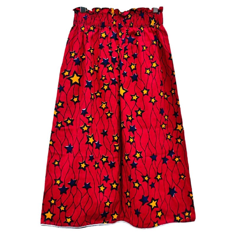 Midi skirt in wax cotton, high waist, star print, silver finish, elastic waistband, size S