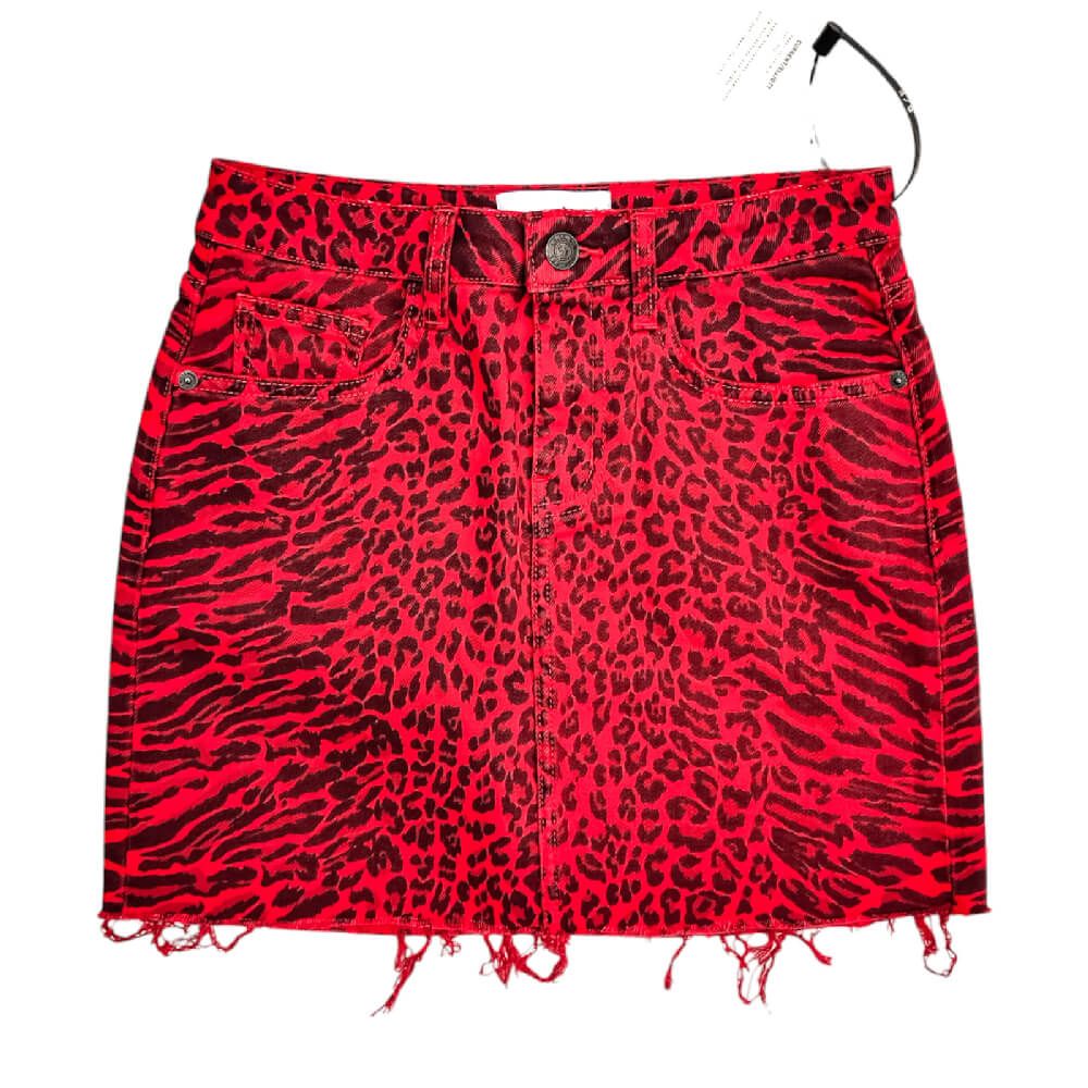 Röd Leopardtryck Denim Kjol Dam
