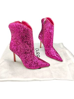 Fuchsia ankle boots glitter high heels 9 cm