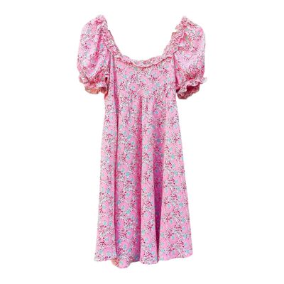 Robe fleurie femme courte - rose - taille S