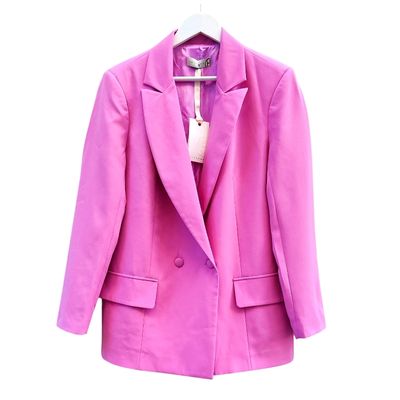 Pink Blazer Woman - Double-Breasted Style