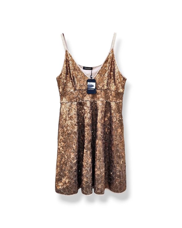 Women&#39;s Copper Gold Sequin Dress – Twinset 12 &amp; 14