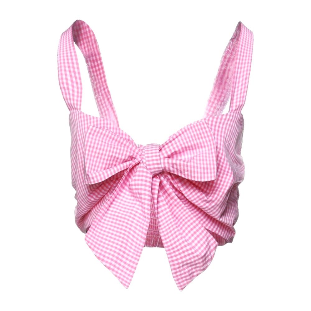 Women&#39;s pink gingham tie-front top