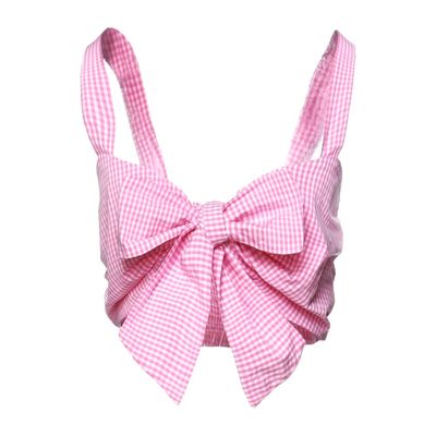 Women&#39;s pink gingham tie-front top