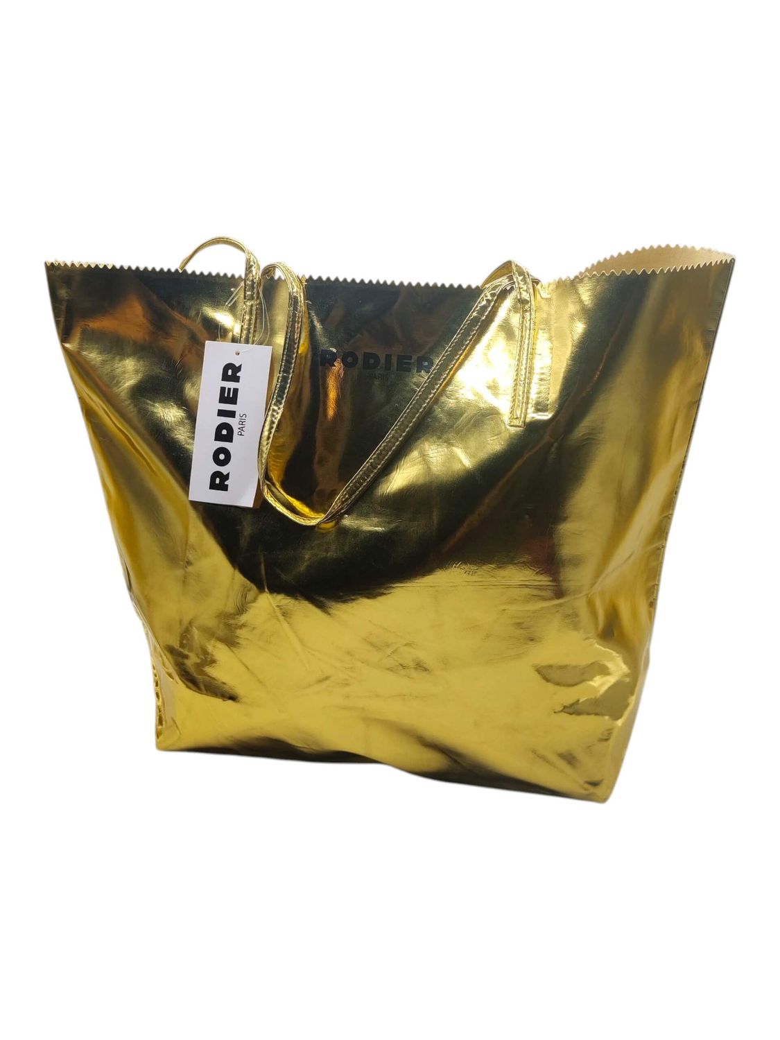 Gold metallic faux leather women&#39;s tote bag – vintage style – Rodier