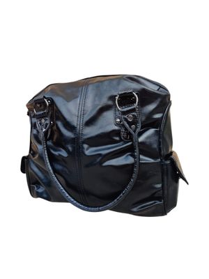 Sac à main femme noir verni vintage rétro chic grand format