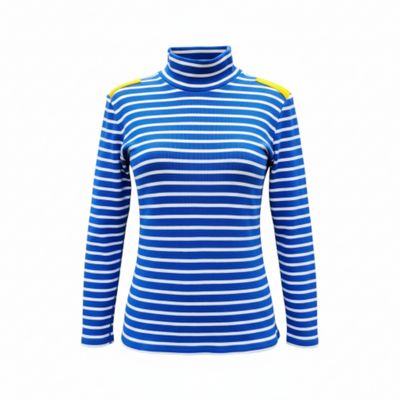 Pull col montant femme rayé bleu et blanc -Castelbajac et Petit Bateau