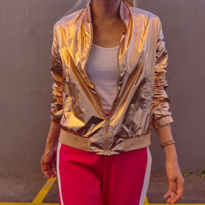 bomber doré femme métallisé