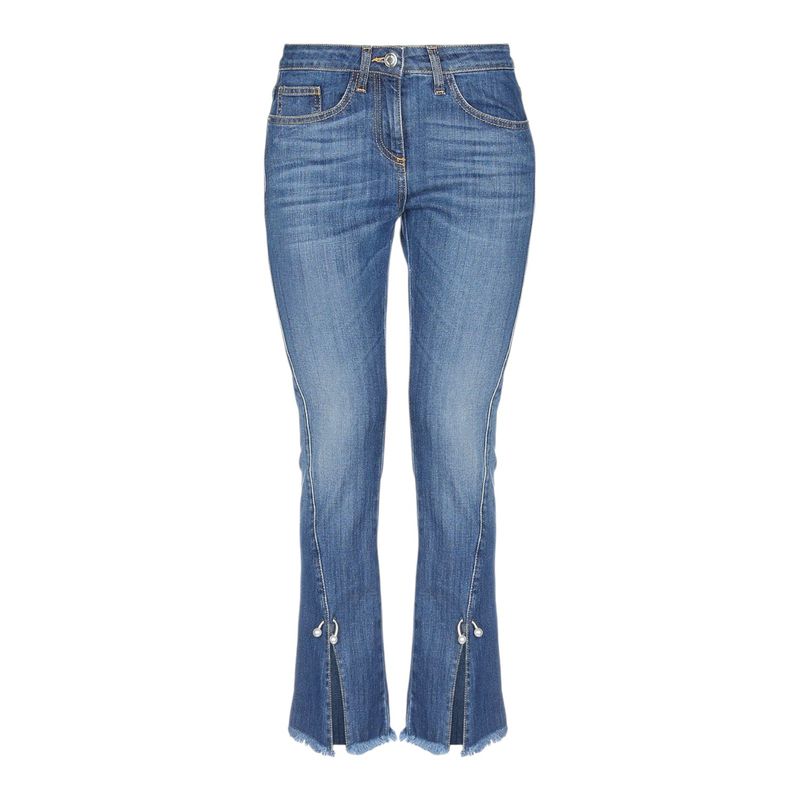 Jean bootcut femme court fendu bijoux 36