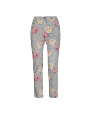 pantalon chino femme gris avec fleurs 