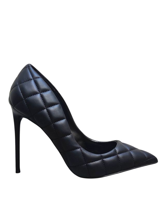 escarpins femme cuir noir matelassé à talon aiguille