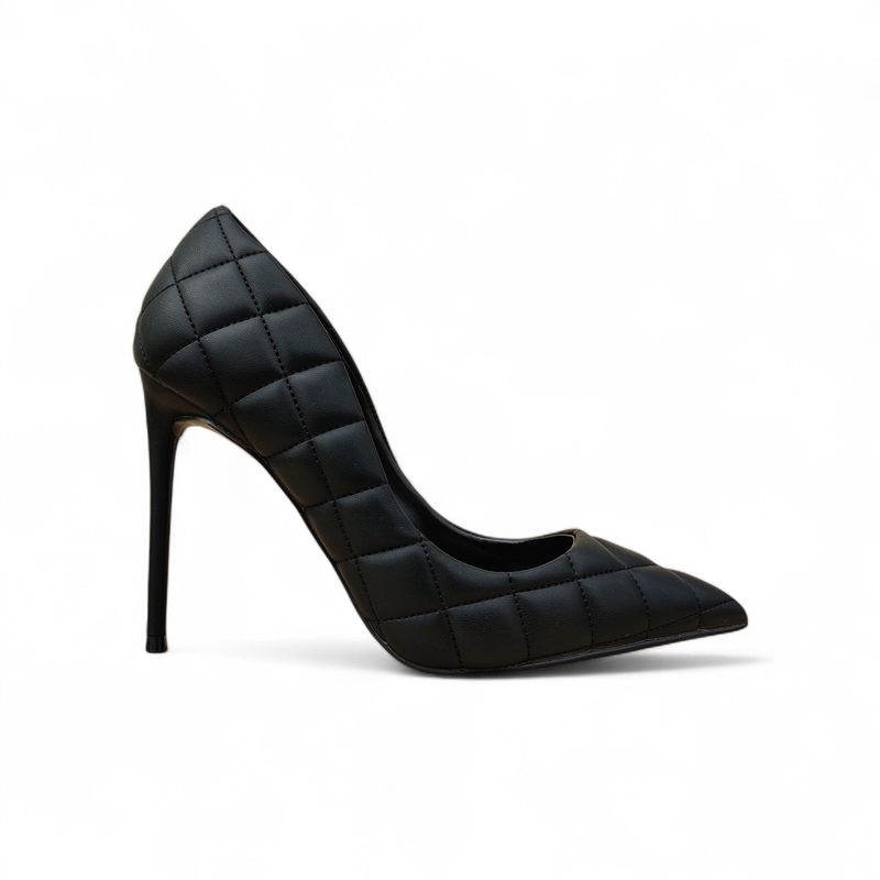 Escarpin noir en cuir matelassé talon aiguille 37.5