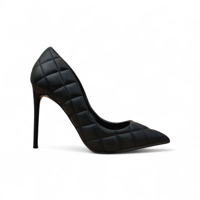 Escarpin noir en cuir matelassé talon aiguille 37.5